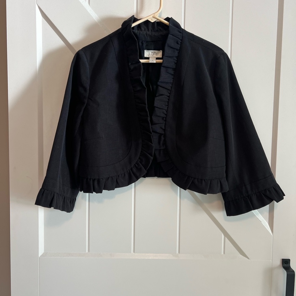 LOFT Elegant Ruffled Bolero Jacket, size 16